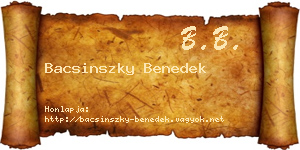 Bacsinszky Benedek névjegykártya